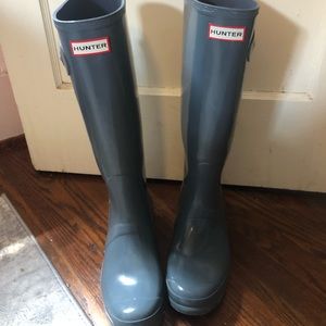Original Tall Gloss Grey HUNTER rain boots